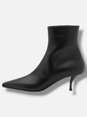 NEOUS Women’s Black Rami Leather Kitten-Heel Ankle Boots Shoes Size EU:37 US:7